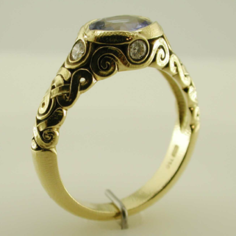 Šepkus R-28M 18K Yellow Gold and Diamond "Ribbon" Ring Mounting