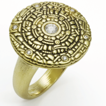 Šepkus R-4 18K Yellow Gold and Diamond "Shield" Ring