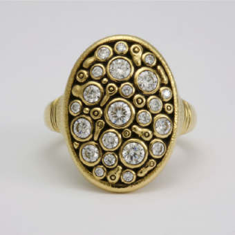 Šepkus R-141D 18K Yellow Gold and Diamond "Constellation" Dome Ring