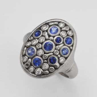 Šepkus R-141PS  Platinum, Sapphire and Diamond "Constellation" Dome Ring