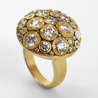 Šepkus R-145D 18K Yellow Gold and Diamond  "Blooming Hill" Ring