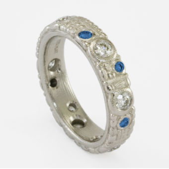 Šepkus R-154P Platinum, Sapphire, and Diamond "Rountree" Band