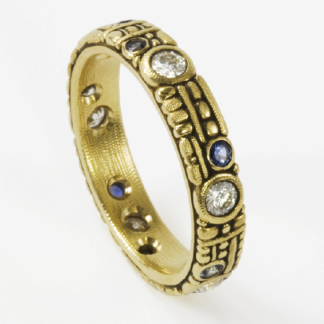Šepkus R-154 18K Yellow Gold, Sapphire, and Diamond "Rountree" Band
