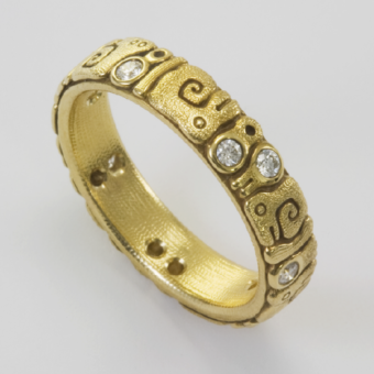 Šepkus R-156DA 18K Yellow Gold and Diamond "Sea Creatures" Band