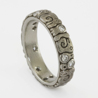 Šepkus R-156PD Platinum and Diamond "Sea Creatures" Band