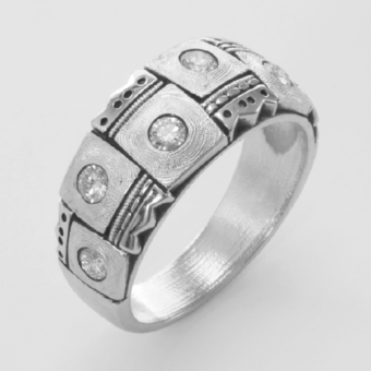 Šepkus R-159PD Platinum and Diamond "Crowned Heads" Dome Band