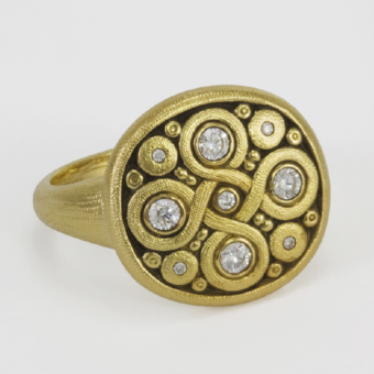 Šepkus R-161D 18K Yellow Gold and Diamond "Celtic Spring" Ring
