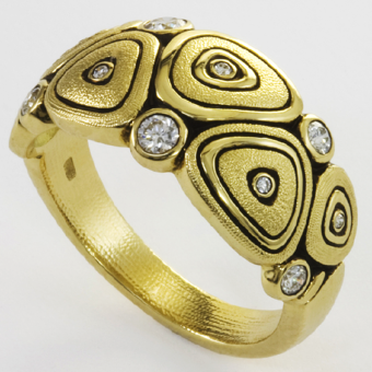 Šepkus R-163D 18K Yellow Gold and Diamond "Pebbles" Ring