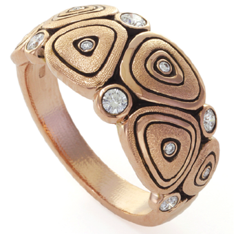 Šepkus R-163RD 18K Rose Gold and Diamond "Pebbles" Ring