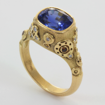 Šepkus R-167MDC 18K Yellow Gold and Natural Color Diamond "Submarine" Mounting