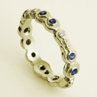 Šepkus R-170S 18K Yellow Gold, Sapphire, and Diamond "Submarine" Band