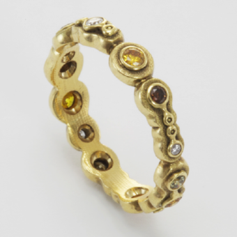 Šepkus R-170 18K Yellow Gold and Natural Color Diamond "Submarine" Band