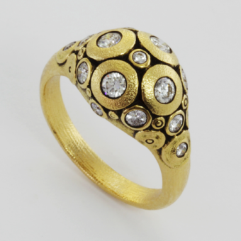 Šepkus R-173D 18K Yellow Gold "Water Lilies" Dome Ring