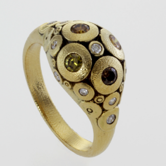 Šepkus R-173DCD 18K Yellow Gold "Water Lilies" Dome Ring