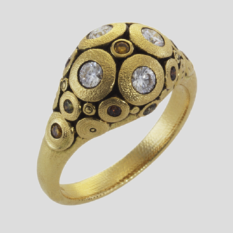 Šepkus R-173DDC 18K Yellow Gold "Water Lilies" Dome Ring