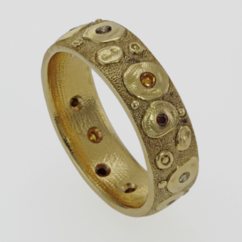 Šepkus R-174DC 18K Yellow Gold  and Natural Color Diamond "Water Lilies" Band