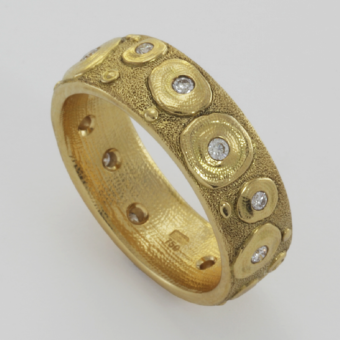 Šepkus R-174D 18K Yellow Gold  and Diamond "Water Lilies" Band