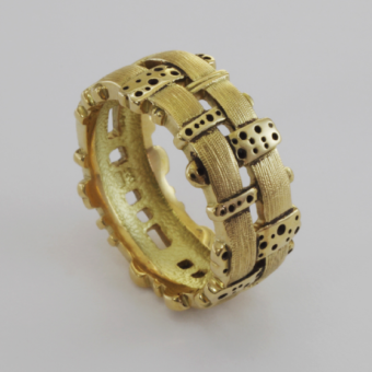 Šepkus R-177 18K Yellow Gold "Woven Fence" Ring