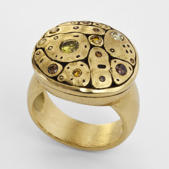 Šepkus R-188DC 18K Yellow Gold and Natural Color Diamond "Early Spring" Ring