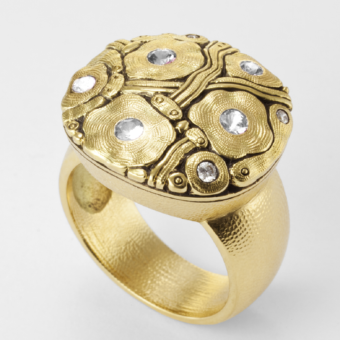 Šepkus R-190D 18K Yellow Gold and Diamond "Summer Flowers" Ring