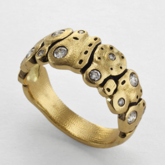 Šepkus R-192D 18K Yellow Gold and Diamond "Amy's Flowers" Ring