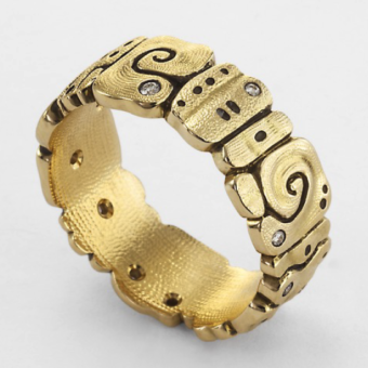 Šepkus R-195D 18K Yellow Gold and Diamond "Flora" Band