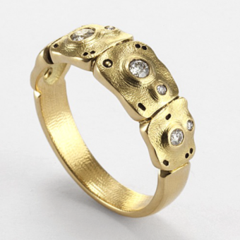 Šepkus R-197D 18K Yellow Gold and Diamond "Flora" Dome Ring