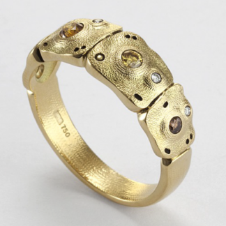 Šepkus R-197DC 18K Yellow Gold and Natural Color Diamond "Flora" Dome Ring