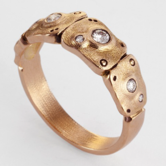 Šepkus R-197RD 18K Rose Gold and Diamond "Flora" Dome Ring