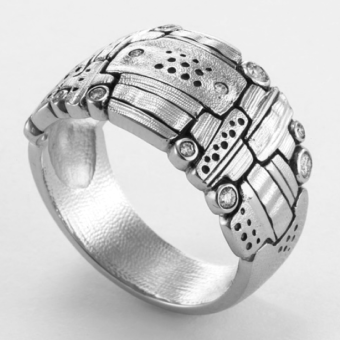 Šepkus R-199PD Platinum and Diamond "Hill of Crosses" Dome Ring