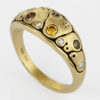 Šepkus R-203DC 18K Yellow Gold and Natural Color Diamond "Anna" Dome Ring