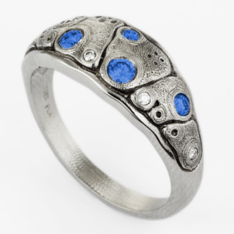 Šepkus R-203PS Platinum, Sapphire, and Diamond "Anna" Dome Ring