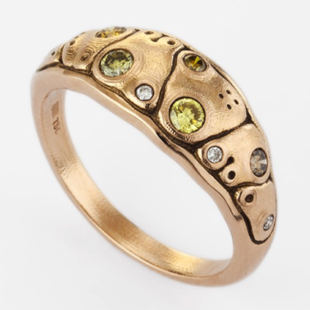 Šepkus R-203RDC 18K Rose Gold and Natural Color Diamond "Anna" Dome Ring