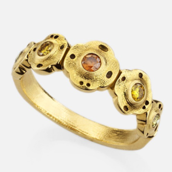 Šepkus R-207DC 18K Yellow Gold and Natural Color Diamond "Flora" Ring