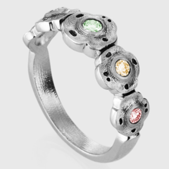 Šepkus R-207PDC Platinum and Natural Color Diamond "Flora" Ring