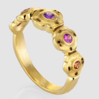 Šepkus R-207S 18K Yellow Gold and Sapphire "Flora" Ring