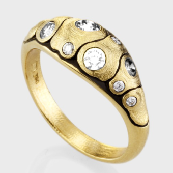 Šepkus R-208D 18K Yellow Gold and Diamond "Anna II" Dome Ring
