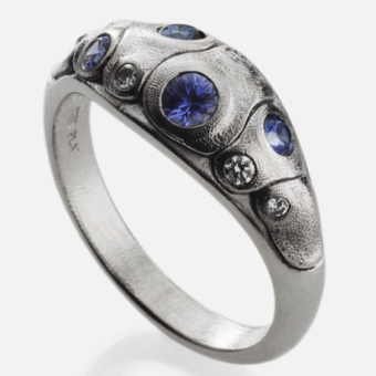 Šepkus R-208PS Platinum, Sapphire, and Diamond "Anna II" Dome Ring