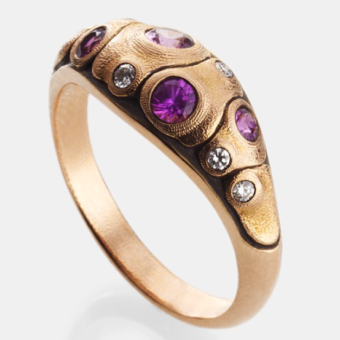 Šepkus R-208RS 18K Rose Gold, Sapphire, and Diamond "Anna II" Dome Ring
