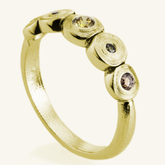 Šepkus R-210DC 18K Yellow Gold and Natural Color Diamond "Five Seed" Ring