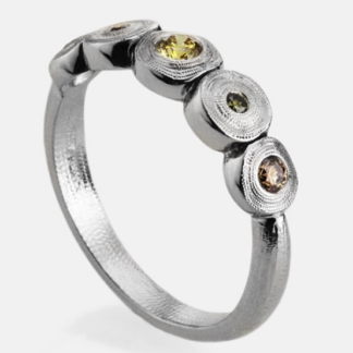 Šepkus R-210PDC Platinum and Natural Color Diamond "Five Seed" Ring