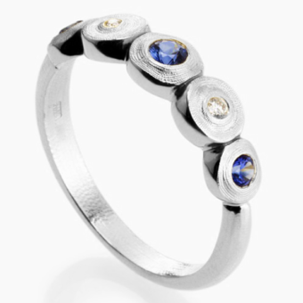 Šepkus R-210PS Platinum, Sapphire, and Diamond "Five Seed" Ring