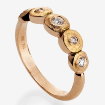 Šepkus R-210RD 18K Rose Gold and Diamond "Five Seed" Ring