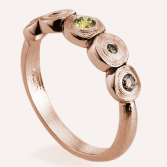 Šepkus R-210RDC 18K Rose Gold and Natural Color Diamond "Five Seed" Ring