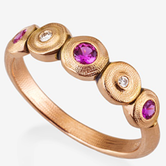 Šepkus R-210RS 18K Rose Gold, Sapphire, and Diamond "Five Seed" Ring