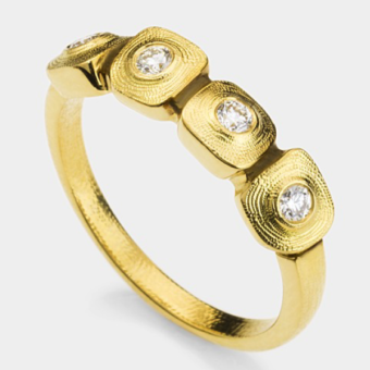 Šepkus R-212D 18K Yellow Gold and Diamond "Dancing Squares" Ring