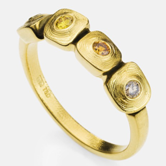 Šepkus R-212DC 18K Yellow Gold and Diamond "Dancing Squares" Ring