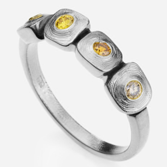 Šepkus R-212PDC Platinum and Diamond "Dancing Squares" Ring
