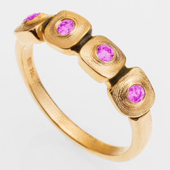 Šepkus R-212RS 18K Rose Gold and Sapphire "Dancing Squares" Ring