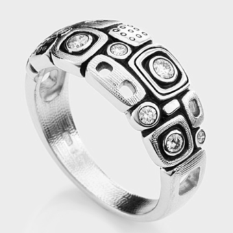 Šepkus R-214PD Platinum and Diamond "Little Windows" Dome Ring